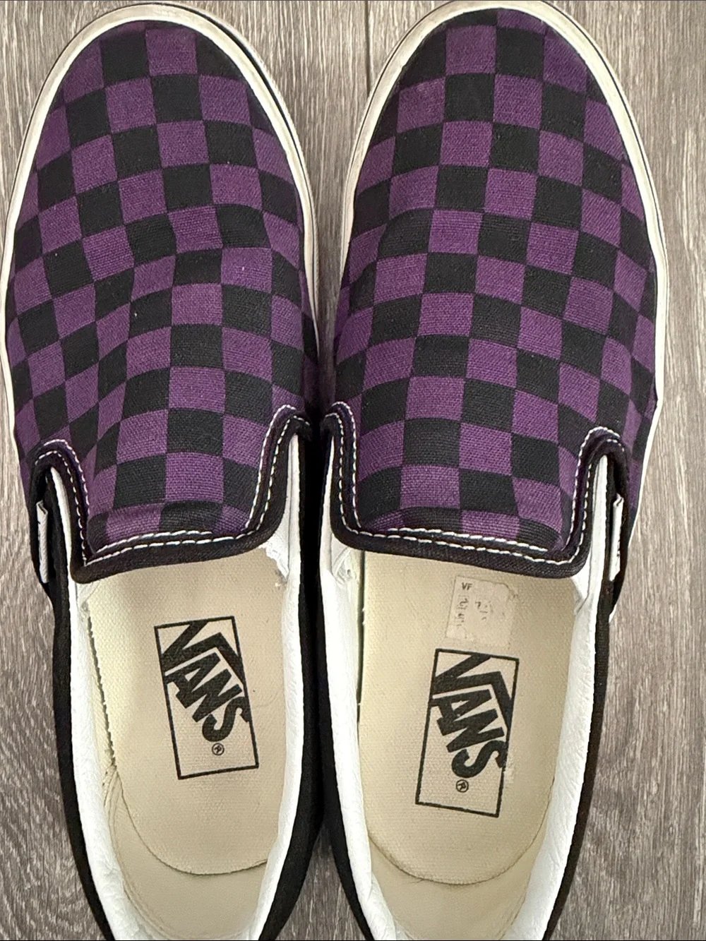 Vans Purple Black Check Classic Slip Ons Women’s 7.5 - Picture 6 of 9